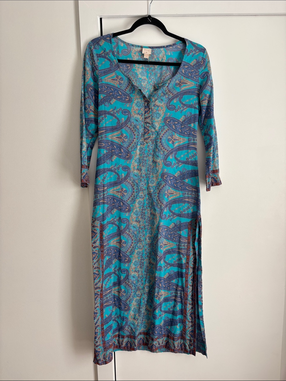 Aqua paisley caftan